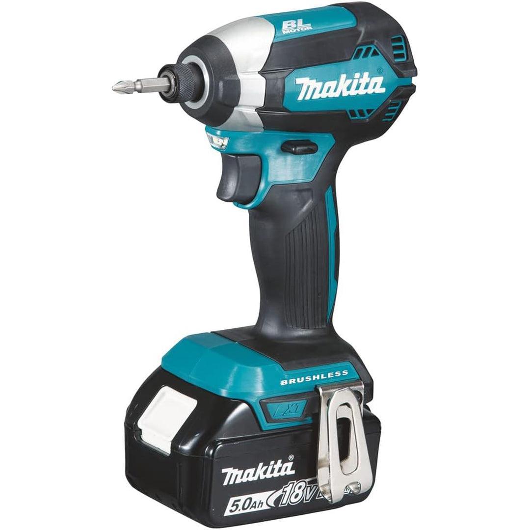 Makita DTD153RTJ 18V LXT Brushless Impact Driver Kit – Full Set with 2 x 5.0Ah Batteries, Charger, and MAKPAC Case for Convenient Storage and Transport